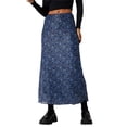 thumbnail image 2 of Seyurigaoka Ladies Long Bust Skirt, Summer Autumn Girls Retro Style Floral Printing High Waist Half Skirt for Shopping Dating, 2 of 10
