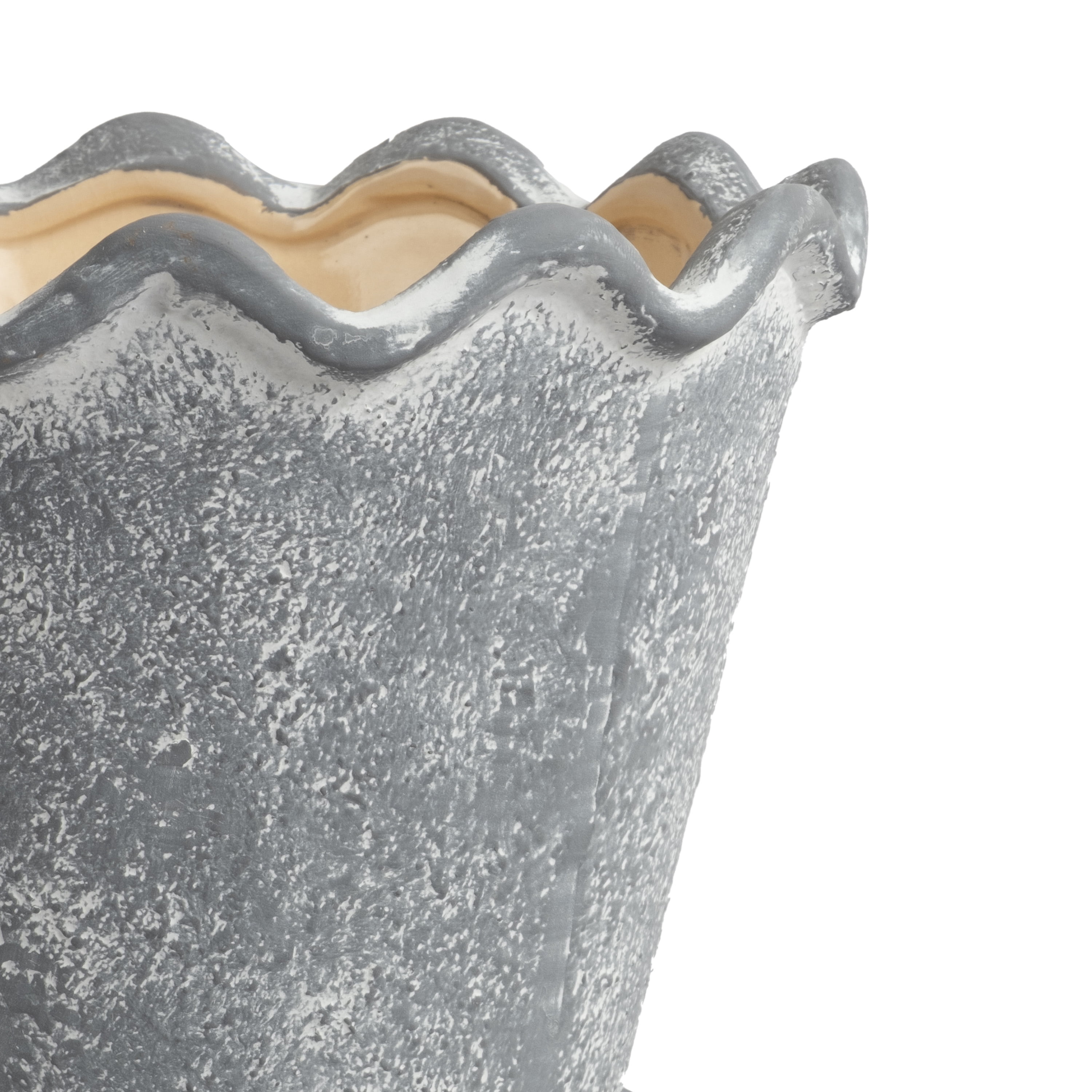 My Texas House Gray 8 inch Wave Planter Ceramic Pot for Indoor and Outdoor Use