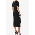 thumbnail image 4 of TheMogan Robe Midi Moulante Crayon en Coton Extensible à Manches Courtes et Encolure Carrée pour Femmes P-TG, 4 of 6
