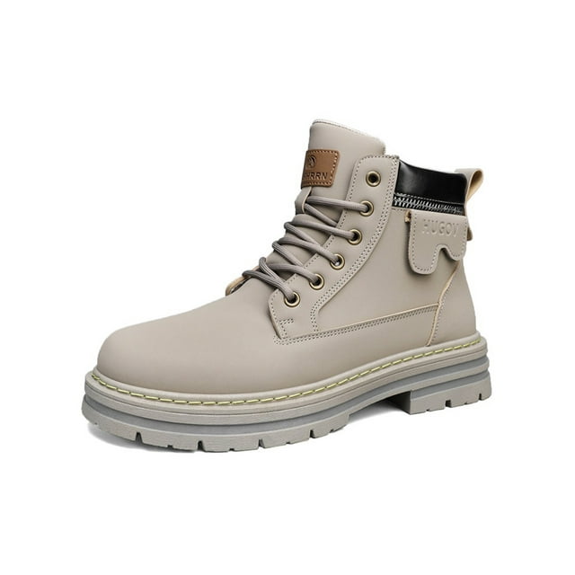 Colisha Men Hiking Boot Waterproof Work Boots Non-Slip Lace Up Ankle Booties Motorcycle Comfort Casual Winter Shoes Apricot 7