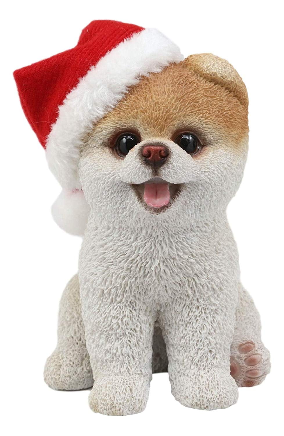 Ebros Christmas Santa Boo The World's Cutest Pomeranian Dog Statue Pet Pal Dogs Collectible