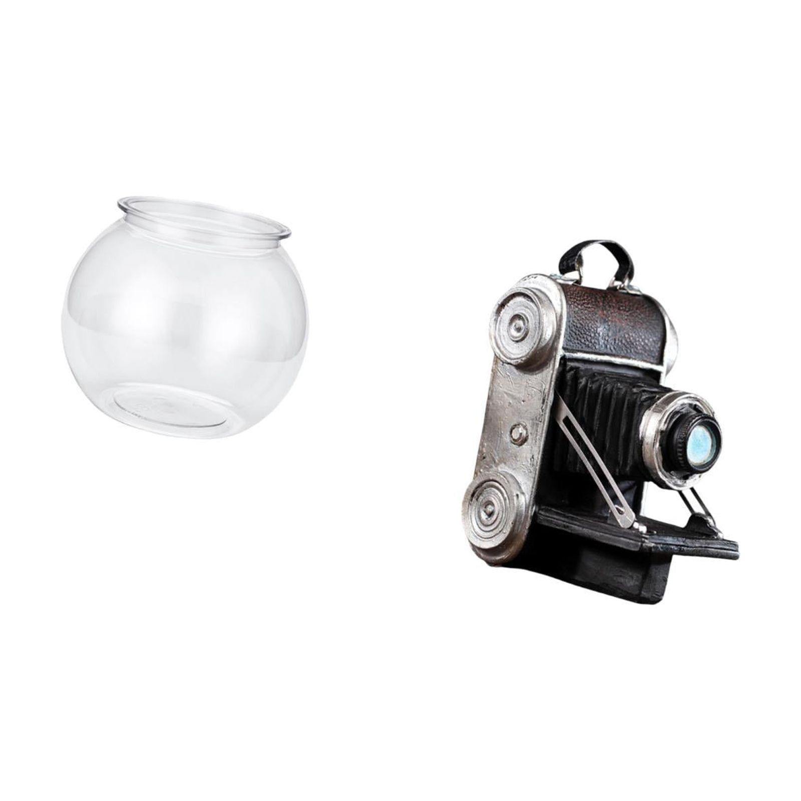EHJRE Desktop Aquarium Tank Transparent Small Fish Bowl Vase Camera Statue Model Collectible Figurine Resin PP Craft Artistic Decoration Suitable for Photo