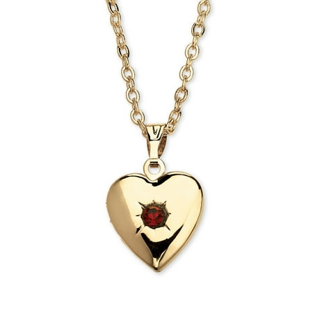 Birthstone Heart Locket Necklace in Yellow Gold Tone