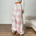thumbnail image 5 of Cozyvia Women's Fuzzy Pajama Pants Plush Elastic Waist Wide Leg Pants, Pj Bottoms Lounge Fluffy Pants, Fuzzy Pajama Sleepwear - Pink XL, 5 of 6