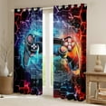 thumbnail image 2 of Erosebridal Video Game Curtains for Living Room (38Wx45L),Geometric Honeycomb 30%-50% Blackout Curtains Set of 2 (38x45),Gradient Gamepads Curtains and Drapes,Hexagon Room Decorative, 2 of 6