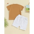 thumbnail image 4 of Liacowi Toddler Baby Boy Easter Clothes  Short Sleeve Letters Print T-shirt with Elastic Waist Shorts 2Pcs Summer Beach Shorts Set, 4 of 9