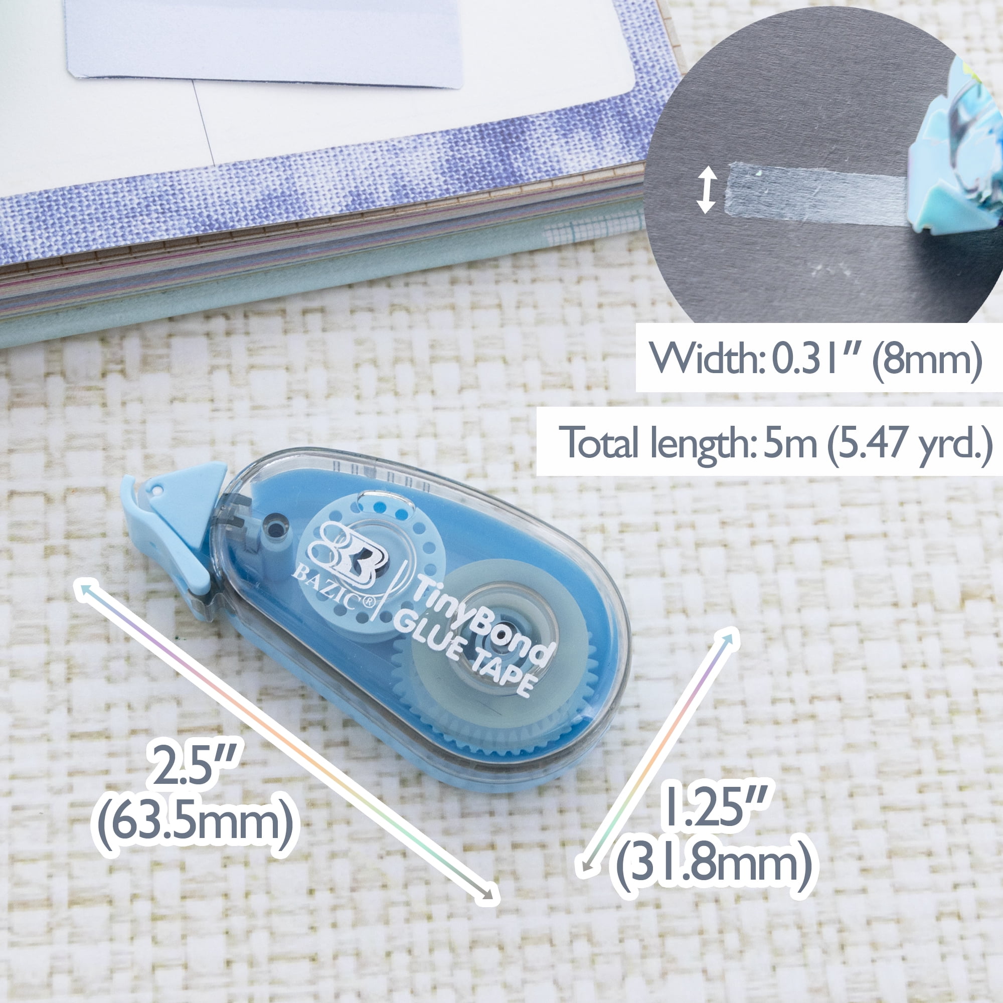 Bazic 2081 8 mm x 5 m Permanent Glue Tape