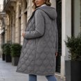 thumbnail image 4 of cocolona Womens Long Quilted Jacket LightWeight Long Sleeve Hooded Zipper Puffer Coat Casual Loose Solid Color Winter Warm Snow Long Outerwear, 4 of 6