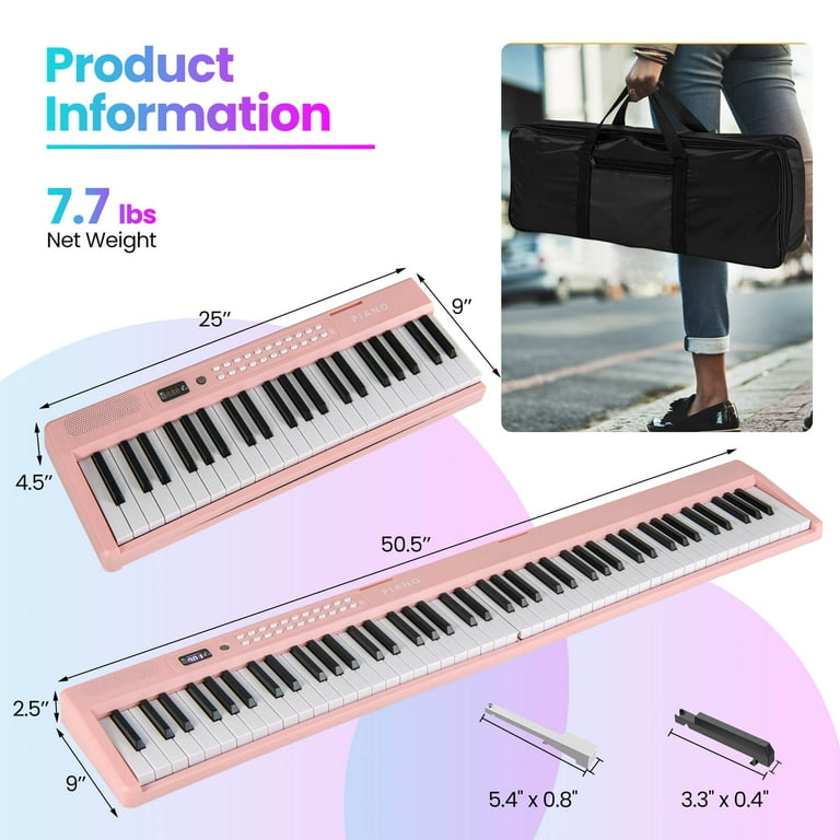 Costway 88 Key Folding Piano Keyboard with Wireless MIDI Dual