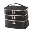 thumbnail image 3 of Bolsa de almacenamiento de cosméticos para mujer de 3 capas, impermeable, portátil, multifuncional, para artículos de tocador cremallera de plata, 3 of 9