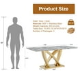 thumbnail image 2 of 70" Marble Dining Table for 6-8 People, Modern Rectangle Faux Marble Kitchen Table with Mirrored Finish Stainless Steel Base, Dining Room Table for Home, Kitchen, Apartment (Style 1: Gray & Gold), 2 of 8