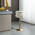 thumbnail image 2 of Exquisite Swivel Bar Stools Modern Velvet Padded Adjustable Counter Height Bar Chairs with Soft Back and Gold Footrest for Kitchen Dining Room Living Room & Home Office,Ivory, 2 of 7