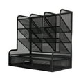thumbnail image 4 of Mesh Pen Organizer Tilt Design 9 Compartments Bottom Drawer Black Vertical Structure Perspective Mesh Pencil Holder, 4 of 8