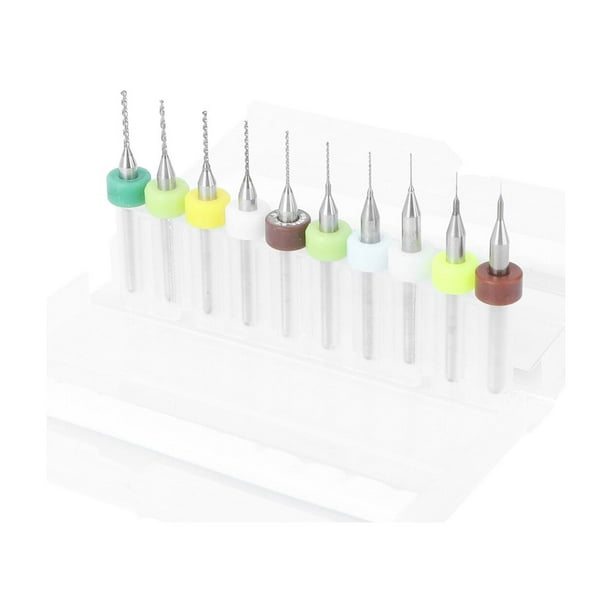 EeaseMX Juego de 10 brocas de carburo para micrograbado de placas de circuito impreso (PCB) para herramientas rotativas CNC SMT de 0,1 mm a 1,0 mm.
