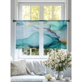 thumbnail image 6 of Sheer Curtains 54 Inches Long, Turquoise Marble Light Filtering Window Curtains for Living Room, Abstract Green Modern Luxury Cracks Rod Pocket Voile Sheer Curtain Drapes, 52"W x 54"L, 2 Panels, 6 of 8