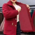 thumbnail image 5 of Joernso Women Autumn Winter Solid Color Jacket Coat Lapel Long Sleeve Thickened Imitation Lamb Wool Cardigan Single Breasted Outwear Streetwear, 5 of 7