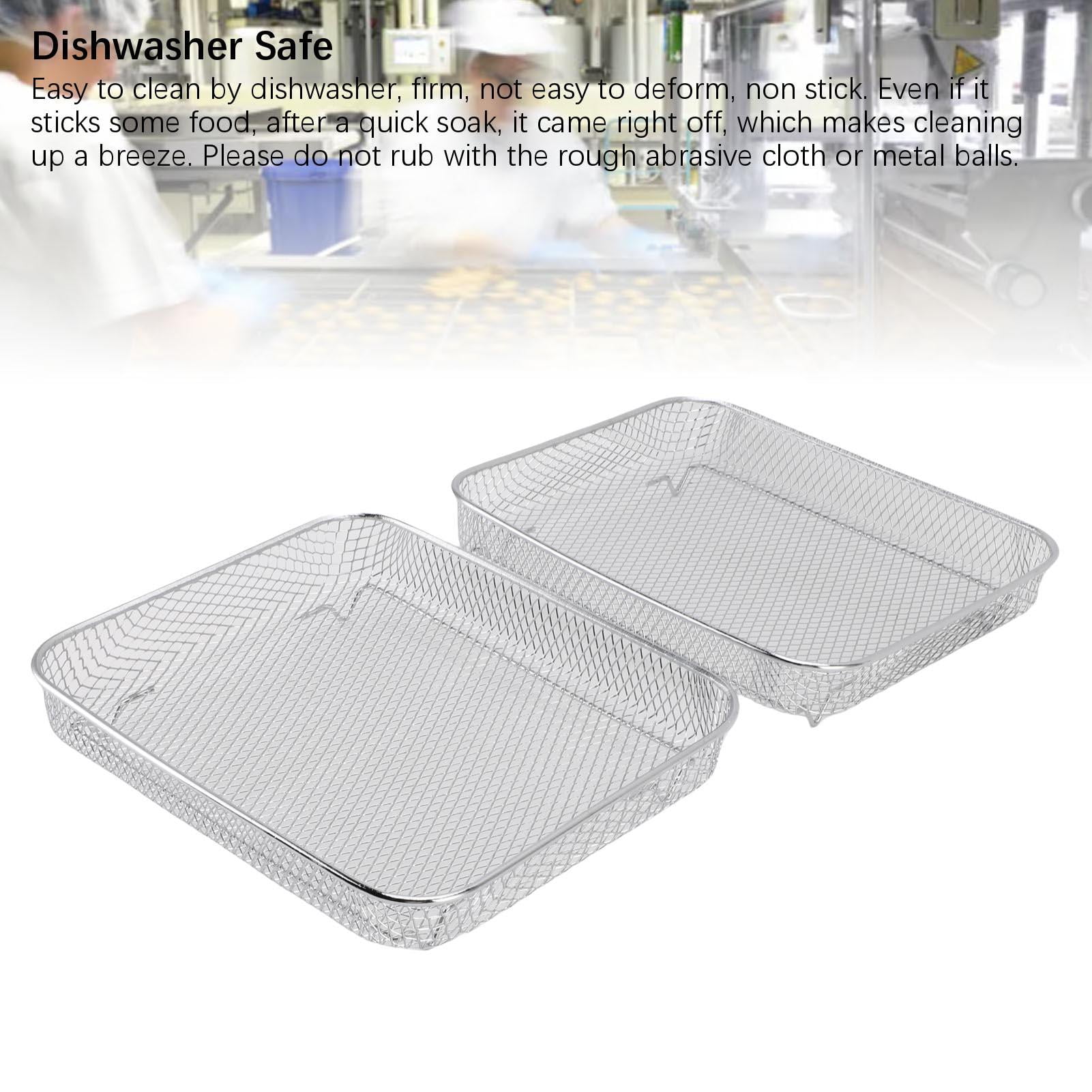 Yajisi 2-Pack Air Fryer Basket, Fits NuWave Bravo XL Oven, 11x10x1.6in Food-Grade Iron Plated Chrome, Dishwasher Safe