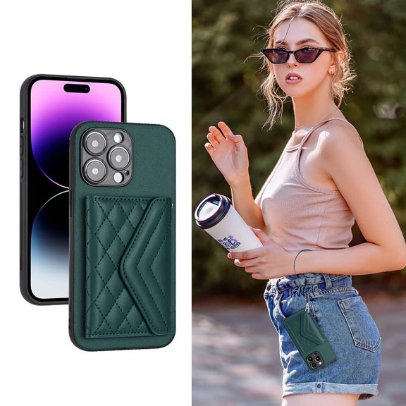 Allytech iPhone 16 Plus Wallet Case with Hand Wrist, PU Leather RFID Blocking Cards Slots Shockproof Stand Feature Bumper Magnetic Closure Slim Shell Phone Case for Apple iPhone 16 Plus, Green