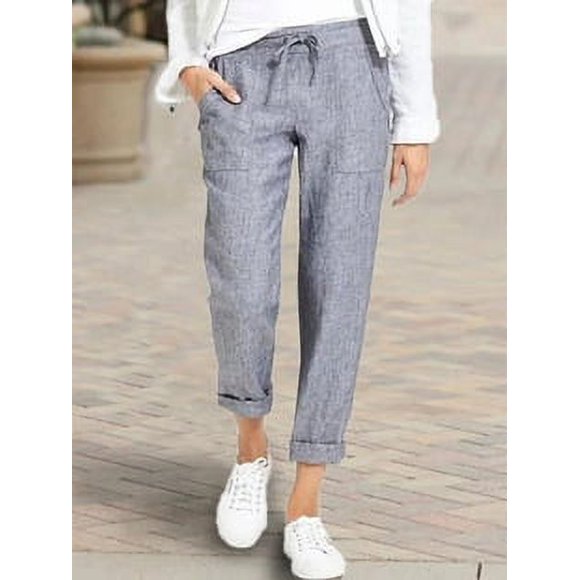 Women's Loose Pants Cotton And Linen Casual Pants Solid Color Pants With Pockets