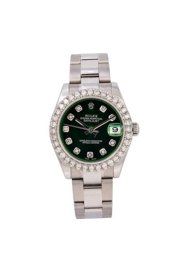 Pre-Owned Rolex Lady-Datejust 178240 31MM Green Diamond Dial With Stainless Steel Bracelet