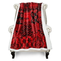 Sherpa Throw Blanket, Super Soft Fleece Plush Sofa Couch Blanket, TV Bed Blanket, Comfy Cozy Fluffy Warm, Christmas Theme Throws, Holiday Gift, Red, 50" X 60".