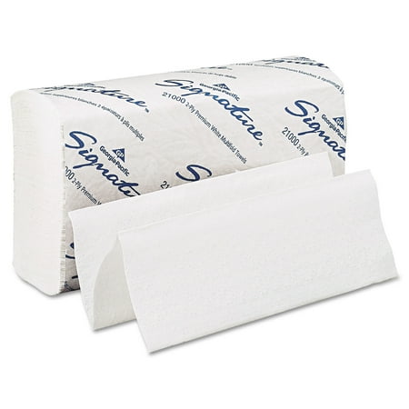 Georgia-Pacific Signature® White 2-Ply Premium Multifold Paper Towels, 21000, 125 Towels per Pack, 16 Packs per Case