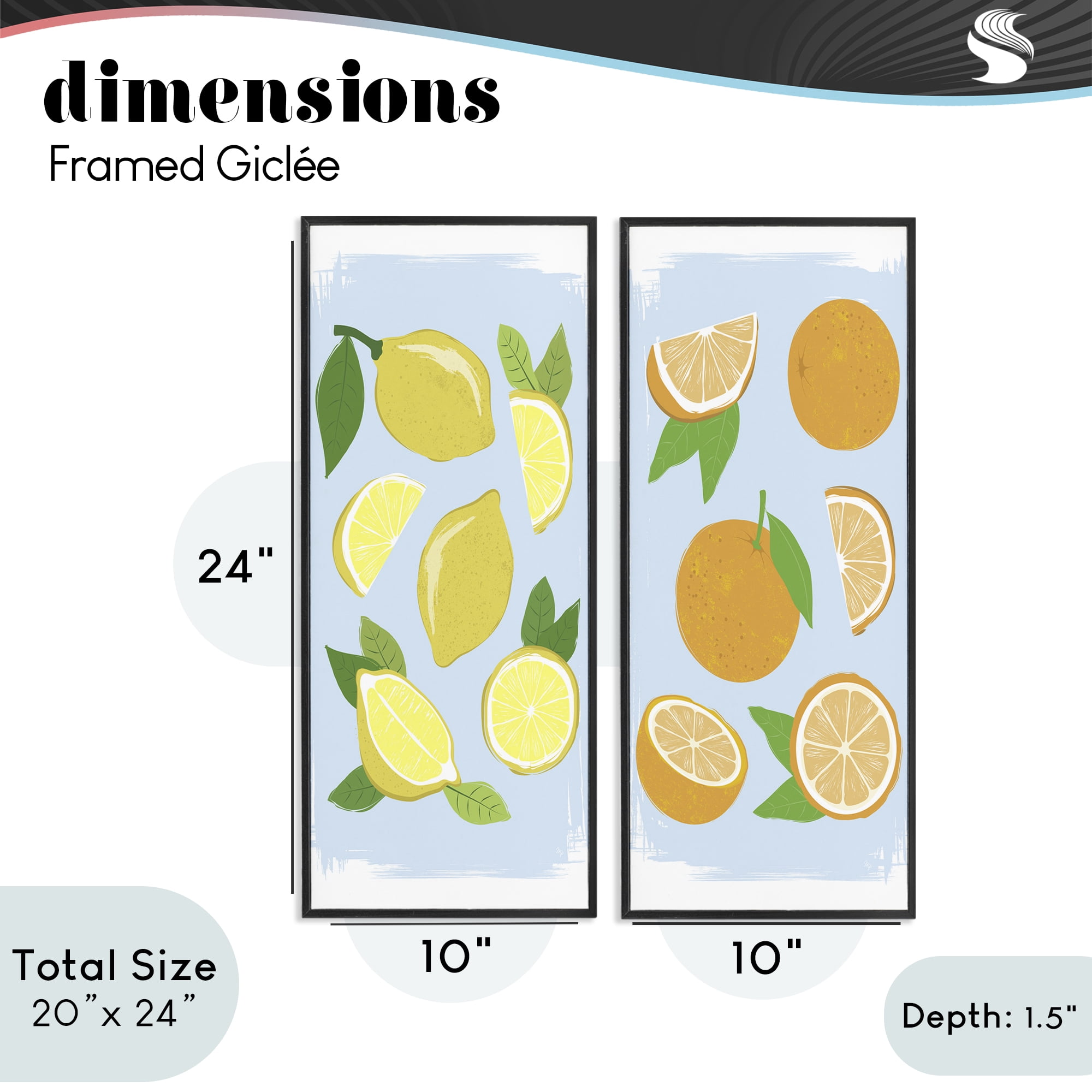 Stupell Industries Pastel Summer Citrus Fruits 2 Piece Black Framed Giclee Art Set, design by Martina Pavlova