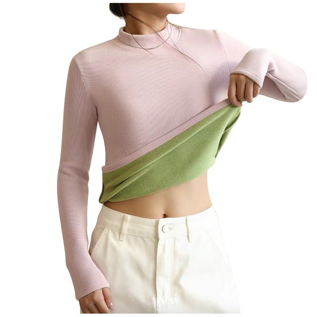 FAIWAD Chandails à Col Roulé pour Femmes Doublés en Molleton, Manches Longues, Côtelés, Tricotés, Ajustés, Extensibles, Chandails à Enfiler