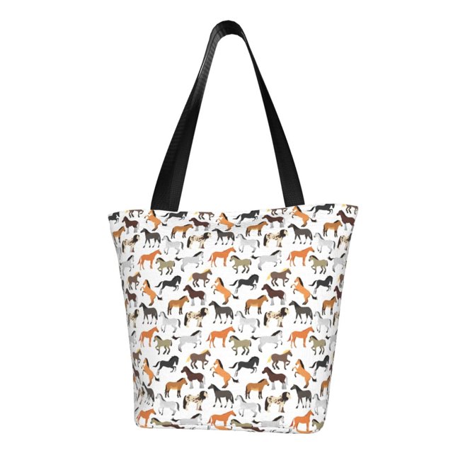 Fotbe Horse Bolsa de Playa con Estampado, Bolsa de Hombro, Bolsa de Mano Espaciosa, Bolsa de Viaje Ligera, Bolsa de Compras Versátil