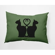 Simply Daisy 14" x 20" Conniving Cats Indoor/Outdoor Polyester Throw Pillow, Sage