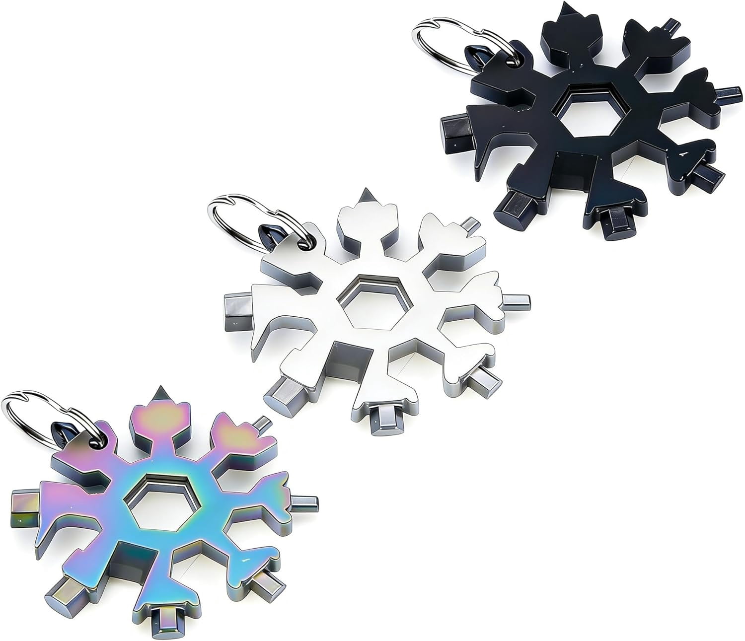 RGHJAR-3Packs Snowflake Multi Tool, 18-in-1 Stainless Steel Snowflake Multitool for Bottle Opener and Flat Phillips Screwdriver Kit/Wrench,for Men Adults Da (3 PCS-A)