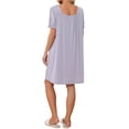 thumbnail image 3 of INSPIRE CHIC Women's Ruffle Nightgowns Ruffle Trim Cute Sleepshirts Summer Nightshirt Midi Shorts Sleeve Sleep Dress L Purple, 3 of 6