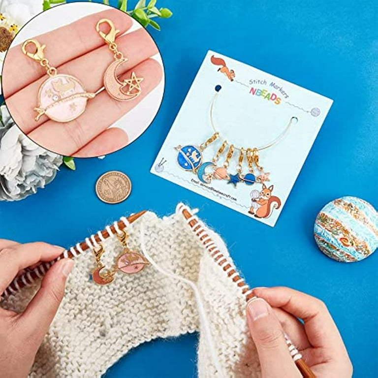 PRETTY GEMS Stitch Markers, Keyrings for Crochet & Knitting 