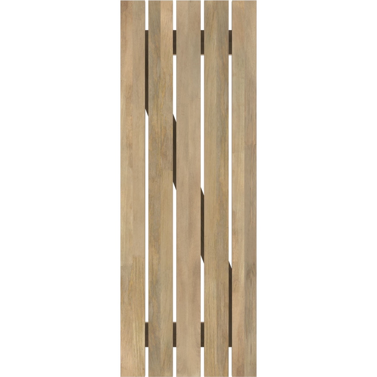 Ekena Millwork 19 1/2"W x 31"H Americraft Five Board (2 Batten) Exterior Real Wood Spaced Board-n-Batten Shutters w/ Z-Bar (Per Pair), Unfinished