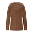 thumbnail image 7 of Lenpel Women's Lightweight Sweaters Soft Casual Long Sleeve V Neck Half Button Drawstring Hoodies Ribbed Knit Tunic Tops(Coffee,Small), 7 of 7