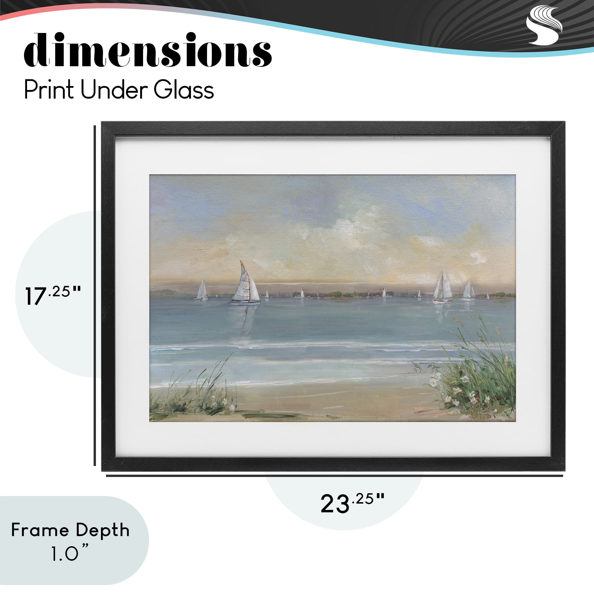 Stupell Industries Coastal Sailing At Dawn Black Framed Print Under Glass, design by Sally Swatland