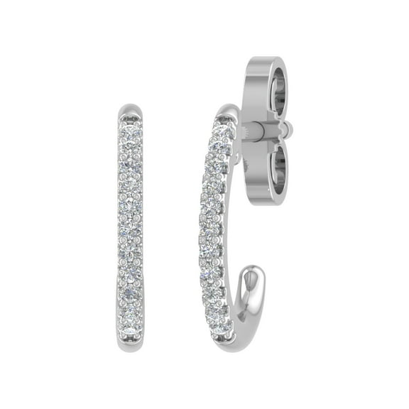 0.08 Carat Diamond Open Hoop Earrings in 10k White Gold