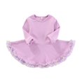 thumbnail image 2 of Wilark Toddler Girls Ballet Dress with Mesh Trim Cute Knitted Crew Neck Long Sleeve Party Dance Dress Purple 1 T, 2 of 6