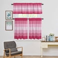 thumbnail image 5 of Kitchen Window Curtains Valance and Tier Set, Pink Gradient Stripe Texture Rod Pocket Tier Curtains and Valance 3 Piece Set, Minimalist Modern Color Art Window Treatment for Bedroom Living Room, 5 of 9
