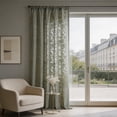 thumbnail image 4 of French Vintage Green Sheer Curtain with Embossed Floral Pattern, Rod Pocket Semi Transparent Window Panel for Living Room Bedroom, 4 of 6