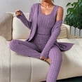 thumbnail image 3 of cfhntfmh Womens 3 Piece Pajama Sets Ribbed Knit Long Sleeve Cardigan with Tank Top Slim Leg Pants Outfits Loungewear Pjs Set, 3 of 6