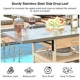 thumbnail image 6 of Outdoor Grill Cart with Drop Leaf, Stainless Steel Tabletop Outdoor Kitchen Island, Solid Wood Outdoor Buffet Cabinet with Lockable Wheels for Grilling, Natural, 6 of 7