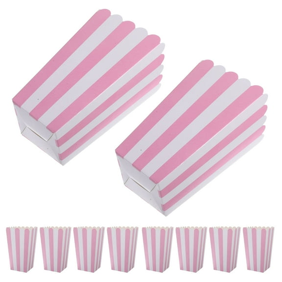 WORGEOUS 24pcs Pink Small Striped Popcorn Holders Movie Theater Snack Boxes for Birthday Parties, Picnic Treats, and Snack Decorations