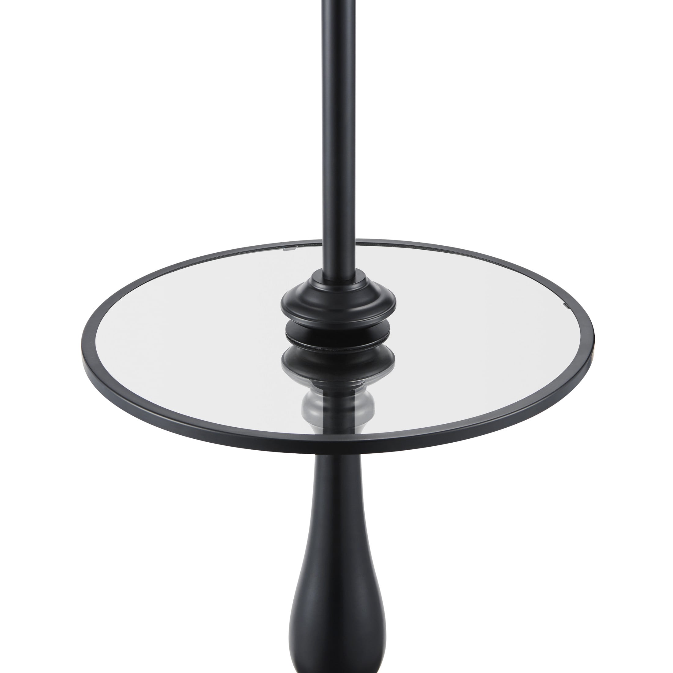 KAWOTI 61.25'' Black Floor Lamp with Table and Drum Shade for Living Room