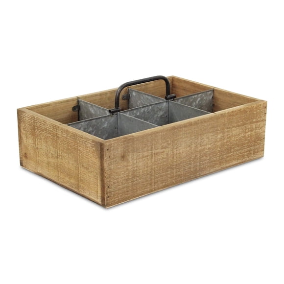 Organizador de Madera con 6 Compartimentos y Divisores Metálicos Cheungs Marrón