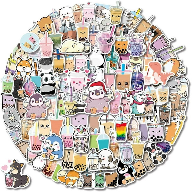Boba Stickers 105PCS Kawaii Bubble Tea Stickers,Drink Stickers, Vinyl Cute Tea Stickers Gifts,Asthetic Stickers,Water Bottle Sticker Pack for Teens Gi