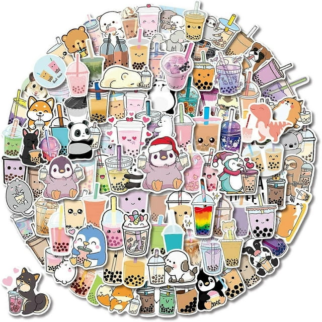 Boba Stickers 105PCS Kawaii Bubble Tea Stickers,Drink Stickers, Vinyl Cute Tea Stickers Gifts,Asthetic Stickers,Water Bottle Sticker Pack for Teens Gi