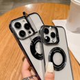 thumbnail image 4 of Magnetic Clear Case for iPhone 15 Pro Max/15 Ultra Case with Full Camera Protection [Compatible with Magsafe] Plating Camera Hidden Stand Kickstand Co, 4 of 5