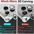 thumbnail image 3 of for iPhone 13 Pro - iPhone 13 Pro Max Camera Lens Protector, 9H Tempered Glass Camera Cover Screen Protector Metal Individual Ring for iPhone 13Pro 6.1 inch iPhone 13 ProMax 6.7 inch 2021, 3 of 4