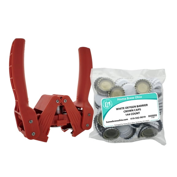 The Red Beauty Bottle Capper With White Oxygen Barrier Crown Caps-144 Count